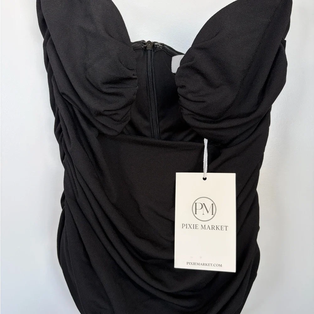 PIXIE MARKET DOMINIQUE BUSTIER TOP BLACK SIZE MEDIUM WITH TAGS - Picture 3 of 5